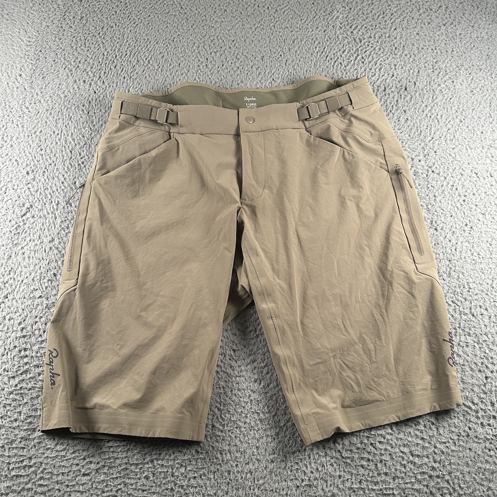 Rapha Explore Overshorts Shorts Mens XL Beige Nylon Cycling Mountain Bike 12 In